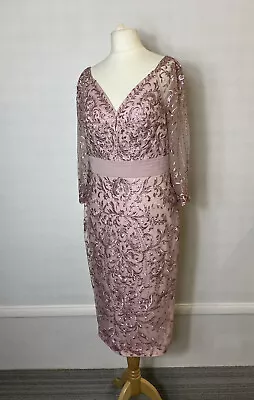 £120 • Buy Veni Infantino Joyce Dress Sleeve Sheer Elegant Mother Of Bride Pink Studs UK8