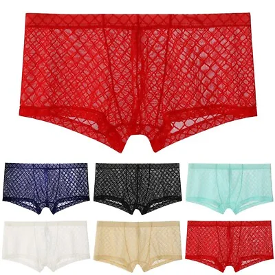 £5.52 • Buy Sexy Mens Sheer See Through Boxer Briefs Underwear Mesh Shorts Trunks Underpants