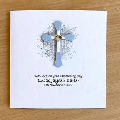 £2.85 • Buy Handmade Personalised Christening/Baptism/Confirmation Card, Blue Cross