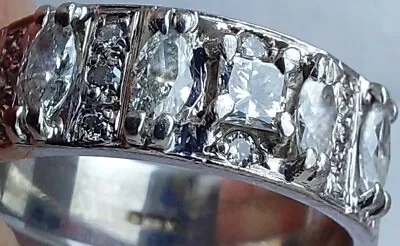18Ct White Gold Best Quality Diamond Marquise Eternity Ring Size N Hallmarked  • $1244.54