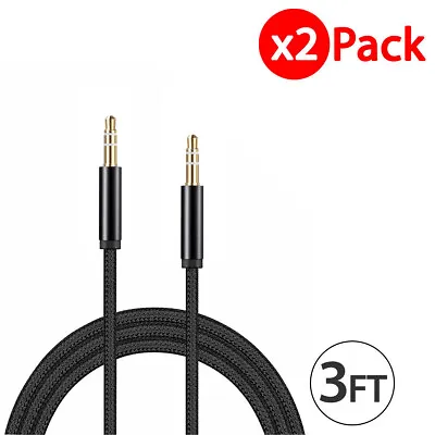 2x 3.5mm Braided Male To Male Stereo Audio AUX Cable Cord For PC IPod CAR IPhone • $3.29