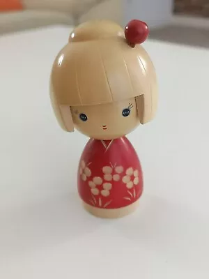 £15 • Buy Kokeshi Wooden Sanpo Figurine Doll - Maker Stamp - Hand Painted - Carved Pattern