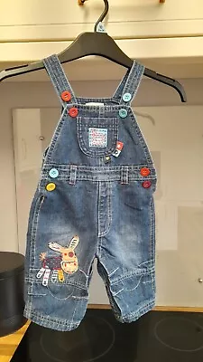 Baby Denim Dungarees Age 3-6mths In Excellent Condition From Babaluno • £3.40