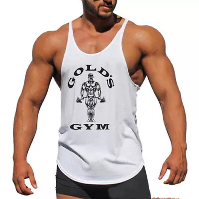 Mens Vest Gym Bodybuilding Stringer Gym Training Vest UK • £9.96
