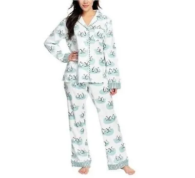 Munki Munki Penguins Pajama Flannel 2 Pc Set Womens SMALL Top Pants Bottoms NEW • $44.99