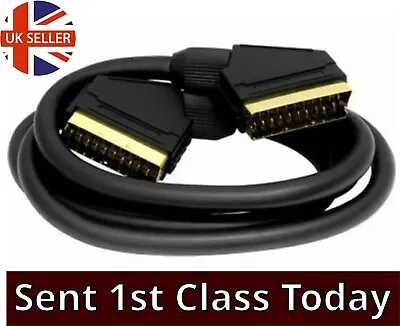  High Quality Scart TV Lead GOLD Fully Wired 21 Pin Cable Short 50cm To Long 20m • £7.99