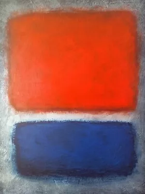 Original Abstract Painting In The Style Of Mark Rothko  Red Blue And Silver  • $29