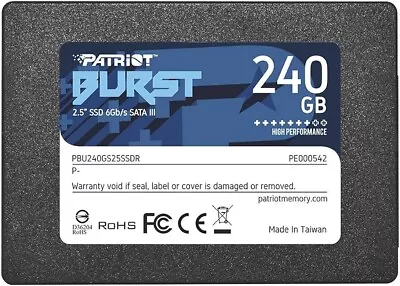 240GB Patriot Burst 2.5 SATAIII SSD Solid State Drive 98% Health • £13