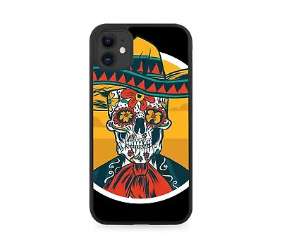 Day Of The Dead Mexican Sugar Skull Rubber Phone Case Cover Sombrero Mexico J742 • £15.90