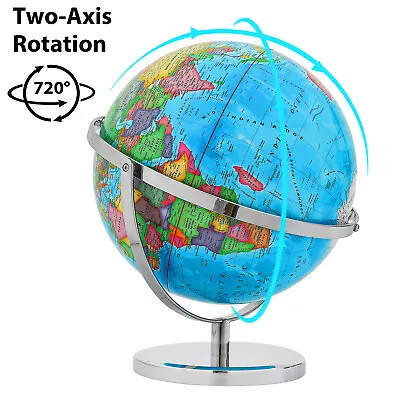 Metal World Globe On Stand Gift Earth Ocean Rotating World Map Desktop Geography • $49.01