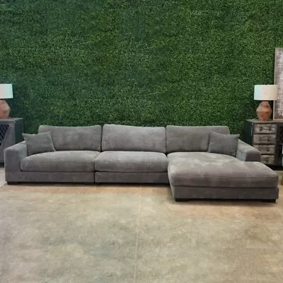 Gray Corduroy L-Shaped Modular Sectional Sofa W/ Right Chaise 3-Piece Sofa Set • $2199