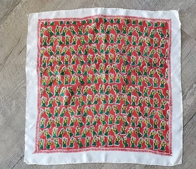 Vintage Silk Pocket Square Neckerchief Indian Warrior Print 17x17  • $7.99