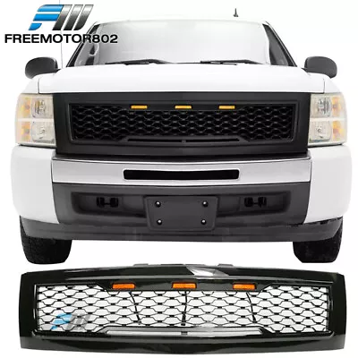 Fits 07-13 Chevy Silverado 1500 Front Upper Bumper Hood Mesh Grille Gloss Black • $165.99