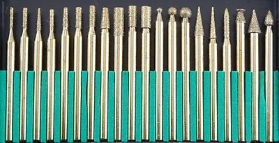 20 Titanium Coated Diamond Burr Drill Bit Set 1/8  150 Grit Ceramics Stone Glass • $7.99