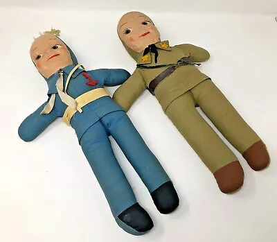 Vintage WWII Era Soft Body Military Army Navy Rag Dolls • $245