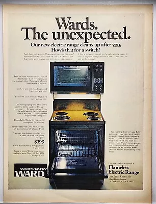 1972 Montgomery Ward Flameless Electric Range Vintage Color Print Ad • $10.88