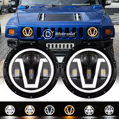 For Hummer H2 2003-2009 Pair DOT 7 Inch Round LED Headlights DRL High Low Beam • $65.99