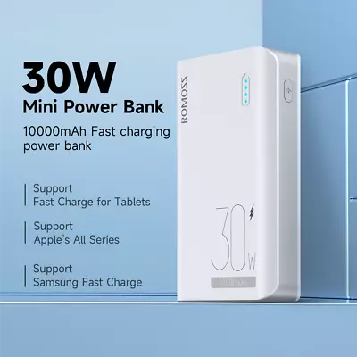 $45.99 • Buy ROMOSS 10000mAh 30W Portable Charger Mini Power Bank PD3.0 QC4 Dual USB Battery