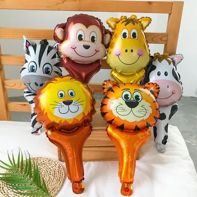 Kid Toys Animal Head Foil Balloons Hand Stick  Toys Inflatable Air Balloon • $15.17