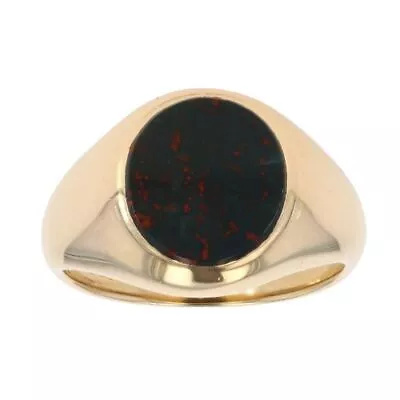 Mens - 18ct Yellow Gold Bloodstone Signet Ring • £579