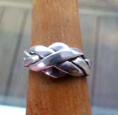 4 BAND PUZZLE RING STERLING SILVER 4.92g SIZE Q3/4 OR USA 8.5 • $43.52