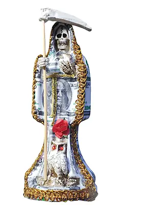 6.5  Money La Riqueza Dinero Owl Clover Santisima Santa Muerte Holy Death Statue • $31.99