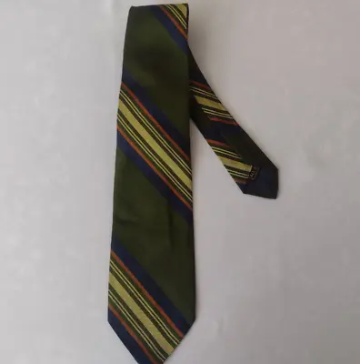 Vintage Striped Men's Silk Tie Green Orange Navy & Gold A. Sulka & Company • $29.95