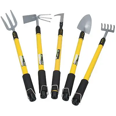 Garden Fork + Weeder + Shovel + Hoe + Rake With Telescopic Handles 25” – 37” • £24.81