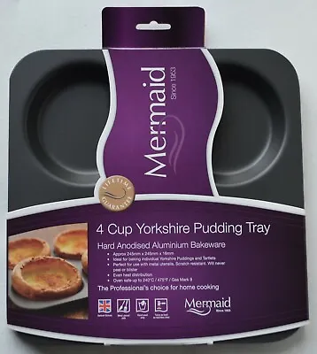 Mermaid Hard Anodsised Non Stick 4 Hole Yorkshire Pudding Tin • £12.99