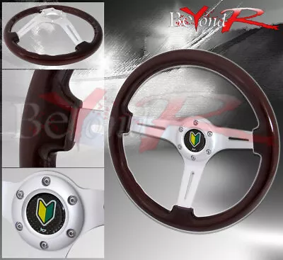 Track/Race/Tuning Light Weight Wood Steering Wheel Jdm Green Yellow Leaf Horn • $66.99