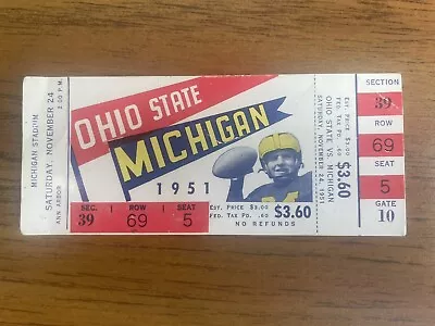 1951 Michigan Wolverines Ohio State Buckeyes Unused Full Ticket Michigan Stadium • $299.99