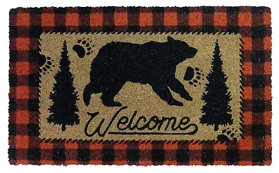 BLACK BEAR WELCOME Buffalo Check Coir Door Mat By DeLeon Collections • $21.99