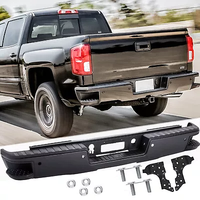 Black Rear Bumper Assembly For 2014-2018 Chevy Silverado GMC Sierra 1500 W/ Park • $175.99