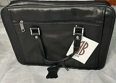 Bill Blass Genuine Bomber Leather Laptop/briefcase Black Bag No Shoulder Strap • $50.05