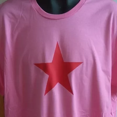 Star Unisex T-Shirt - Pink With Red Print As Worn In 1970's Glam Rock S-XXL • £19.99