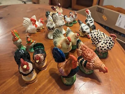 LOT Of 10 Salt & Pepper Shakers Chickens Roosters Hens Japan China Marijke OHA • $10.50