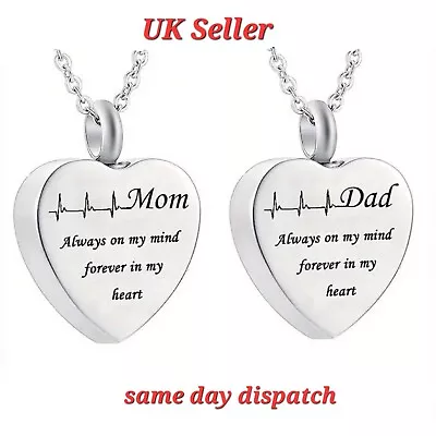 MOM Or DAD Cremation Urn Necklace Pendant For Ashes Funeral Memorial Keepsake • £7.50