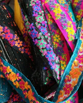 £4.49 • Buy 1-2 Metres 3cm Multicoloured Indian Mini Daisy Flower Embroidery Trimming Ribbon