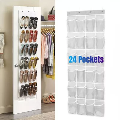 24 Over The Door Shoe Organizer Rack Hanging Storage Holder Hanger Bag Closet • £6.65
