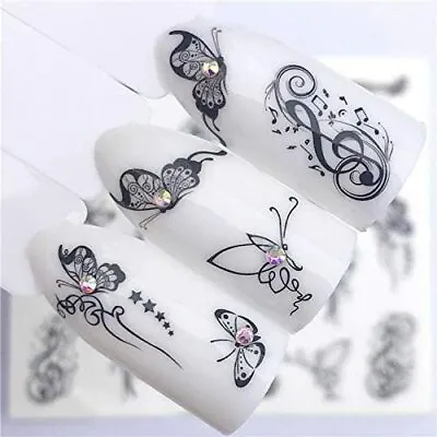 Nail Art Water Decals Stickers Transfers Butterflies Butterfly Flowers Lace 3090 • £1.49