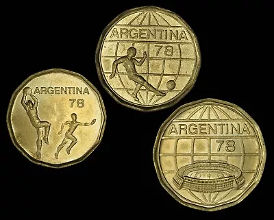 1978 Argentina. 20 50 100 Pesos. Soccer/Football World Cup Set Of 3. AL/BR. • $2.25