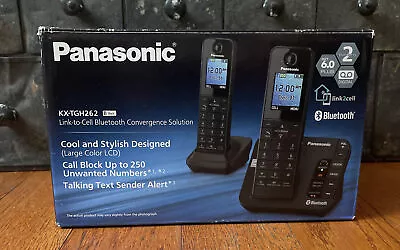 New Panasonic KX-TGH262B Link2Cell Bluetooth Enabled Phone 2 Handsets 2 Lines • $39.99