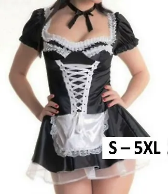 French Maid Costume Sexy Lace Ribbon Dress S M L XL 2XL 3XL 4XL 5XL Plus Size • $29.99