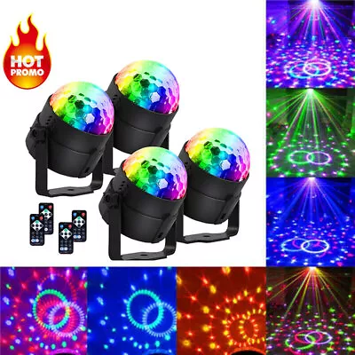 £10.99 • Buy 4PCS Disco Magic Ball Light LED Party RGB Rotating Club DJ Stage Lights +Remote