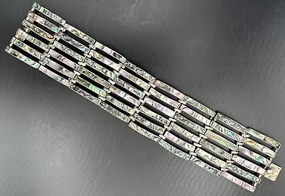 Abalone Mother Of Pearl Shell Inlay Sterling Silver Bracelet Signed GP Mexico • $74.95