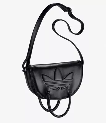 Adidas Originals Women’s Crossbody Black POLYURETHANE TREFOIL SATCHEL BAG NWT • $74.97