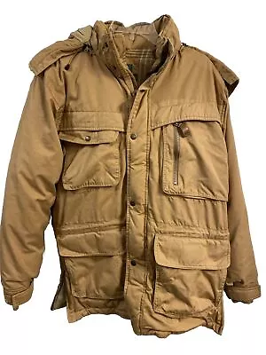 Cabelas Coat Men Medium Brown Goose Down Premier Northern Detachable Hood Lined • $59.29