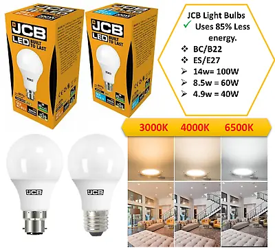 £6.99 • Buy ENERGY SAVING LED GLS JCB LIGHT Bulbs 4.9w = 40w 8.5W=60W 14w=100W ES E27 BC B22