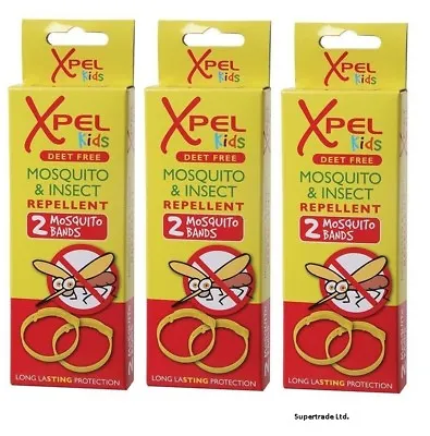 XPEL Kids Mosquito & Insect Bug Repellent Wrist Bands Protection Bracelet X 3 • £4.90