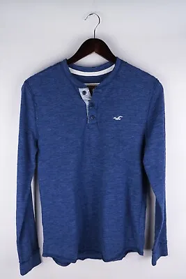 Hollister Men T-Shirt Long Sleeves Casual Blue Cotton Blend Pullover Size S • £23.95